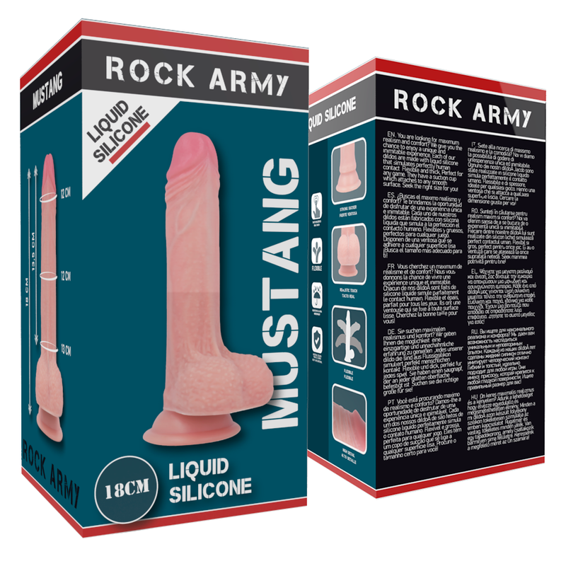 Gode Ceinture Réaliste Mustang Silicone Double Densité 18 cm - Rock Army