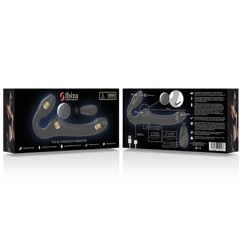 Gode Ceinture Sans Harnais Strapples Télécommandé 3 Moteurs Rechargeable - Ibiza