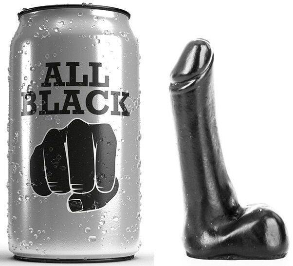 Gode Compact Fin Noir Silicone avec Boules - All Black