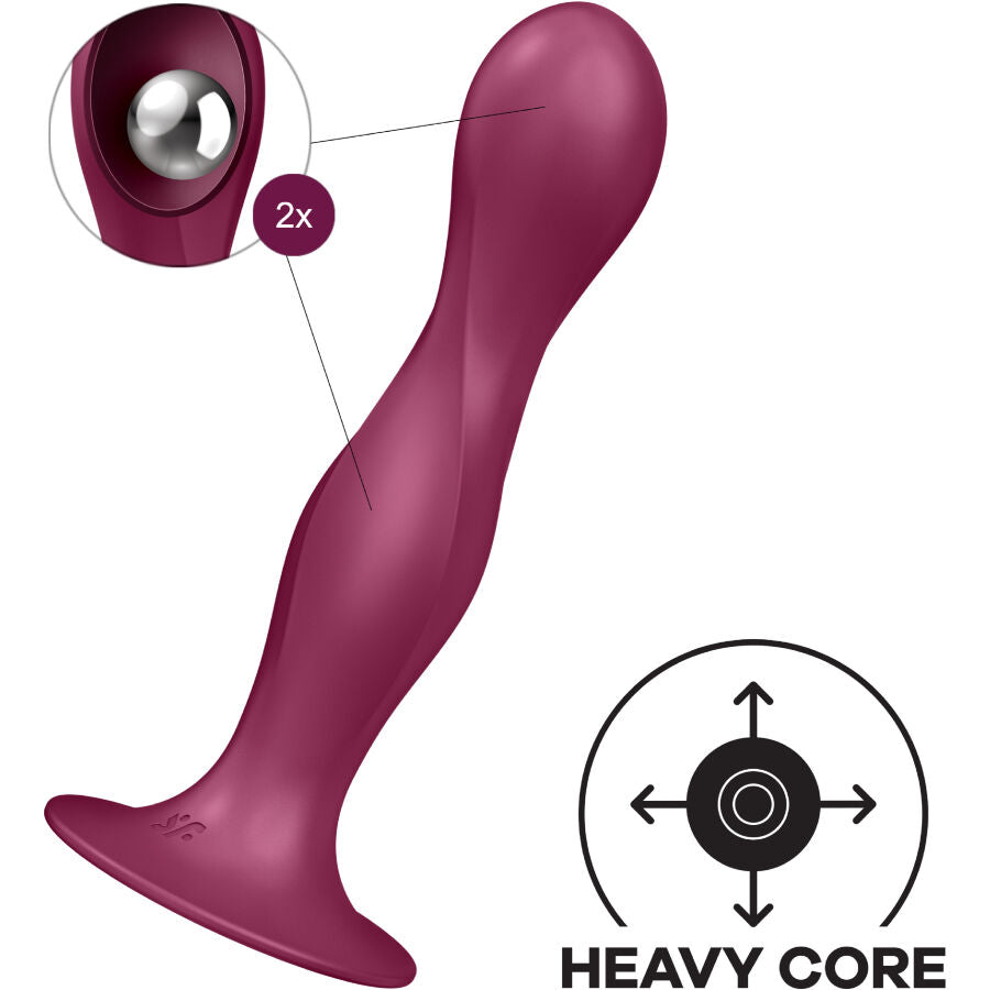 Gode Double Ball-R Boules Lestées Ventouse Silicone Grenat - Satisfyer