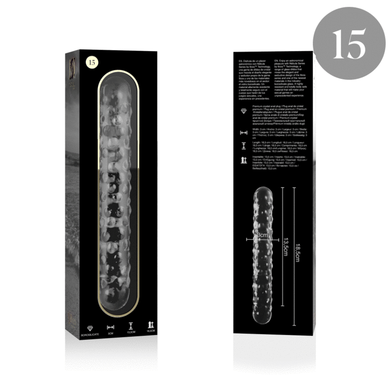 Gode en Verre Borosilicate Nebula Modèle 15 Transparent 18,5 cm