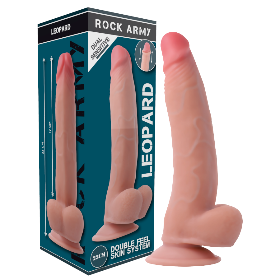 Gode Réaliste Double Densité Leopard 23 cm Ventouse - Rock Army