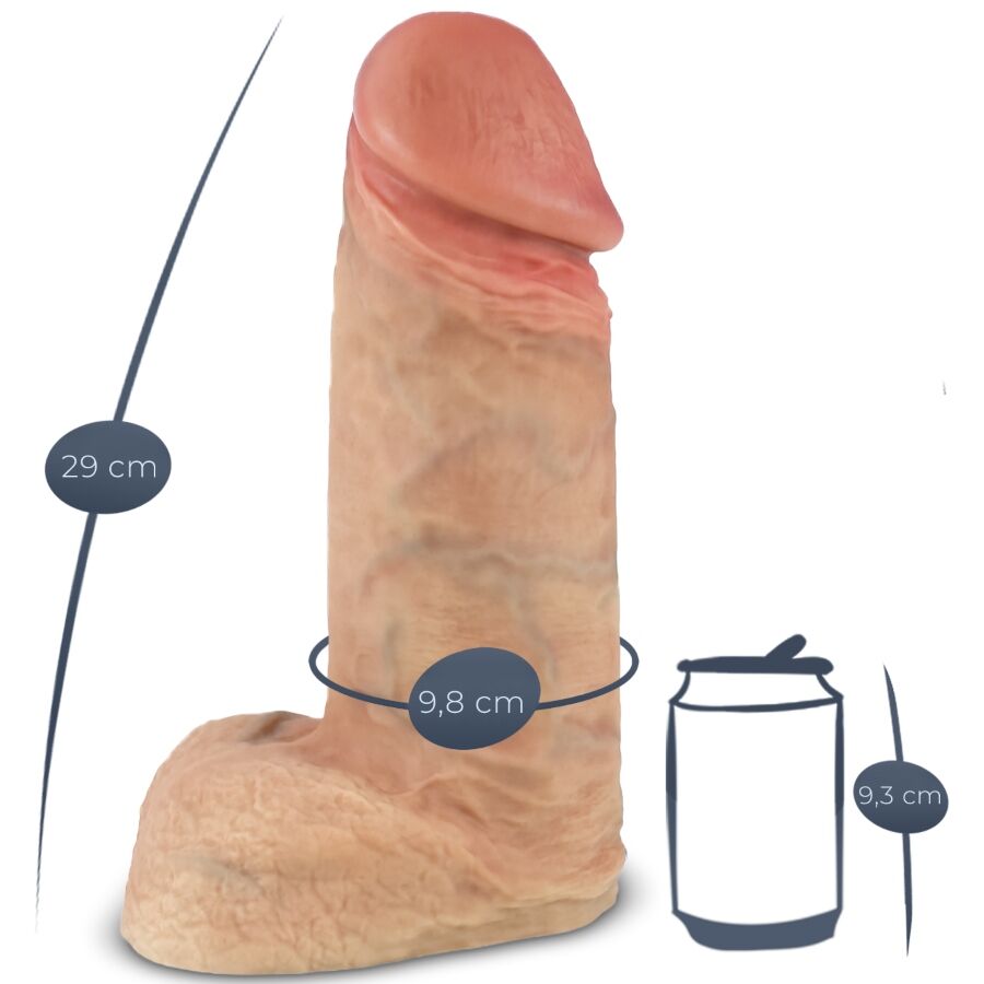 Gode Réaliste Géant Modèle 1 Silicone Double Densité Ventouse 28 cm - Silexd