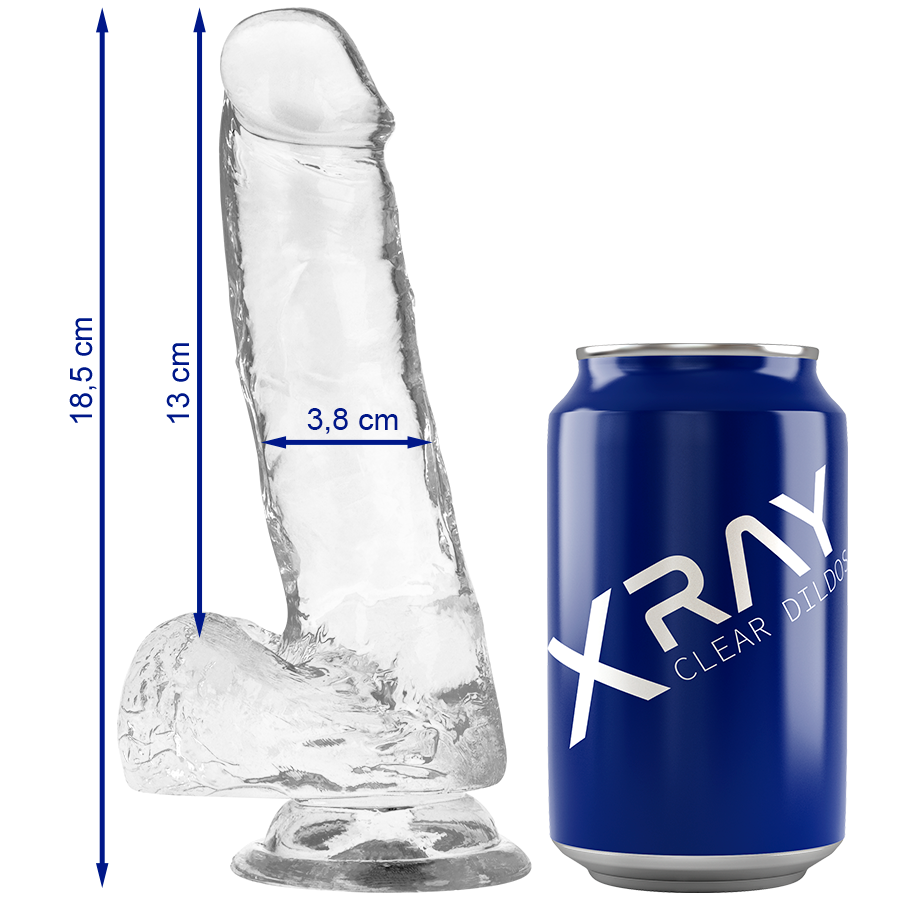 Gode Réaliste Transparent Testicules 4 Tailles Ventouse - X Ray