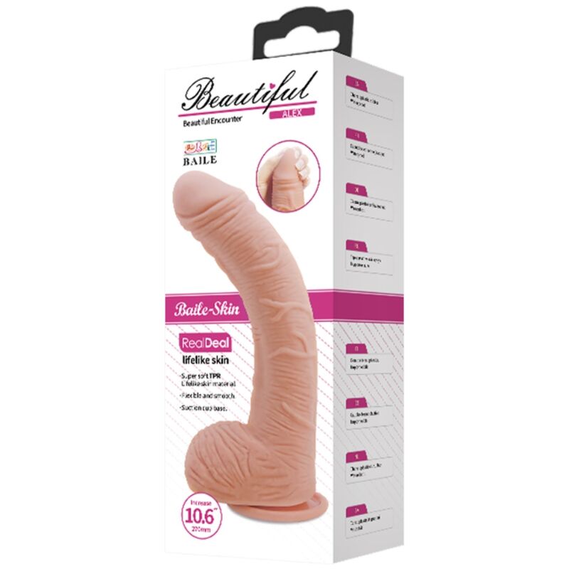 Gode Réaliste Ventouse Alex 27 cm Courbé Point G TPR - Baile