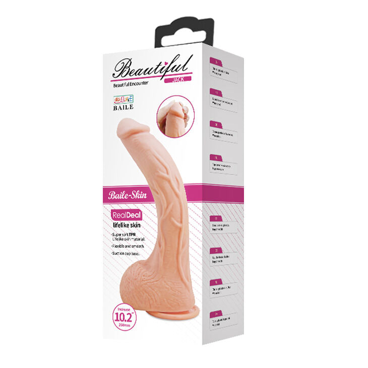 Gode Réaliste Ventouse Beau Jack 26 cm Tête Bulbeuse Point G - Baile