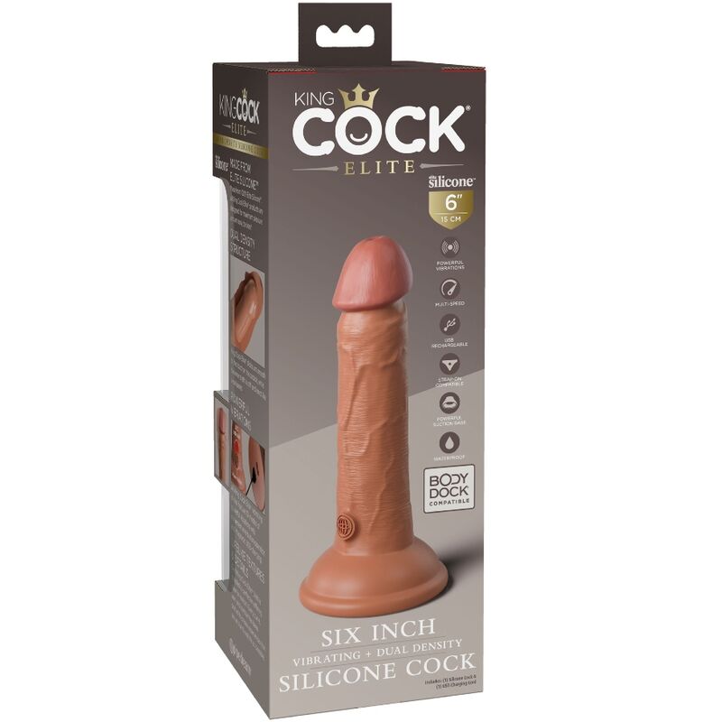 Gode Réaliste Vibrant Elite Silicone 15 ou 20 cm Ventouse - King Cock
