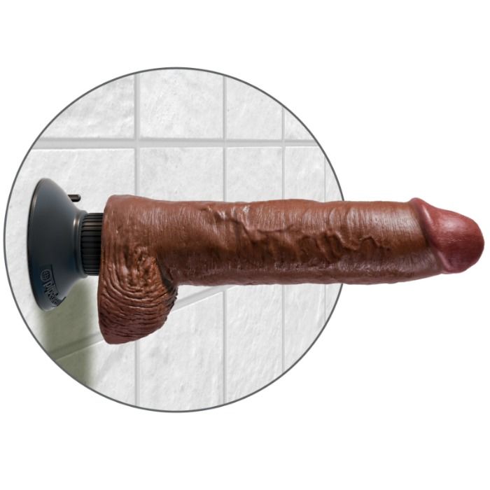 Gode Réaliste Vibrant Ventouse Marron - King Cock