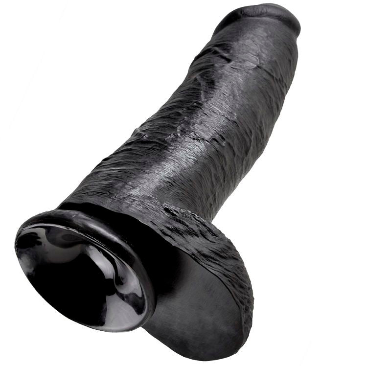 Gode Réaliste XL Ventouse avec Boules 30 cm Noir - King Cock