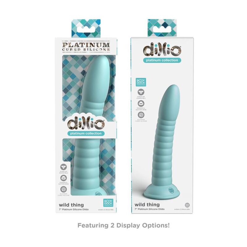 Gode Ventouse Wild Thing Silicone Vert 17,78 cm - Dillio Platinum