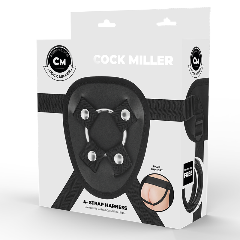 Harnais Gode Ceinture Réglable Cuir PU 4 Anneaux Inclus - Cock Miller