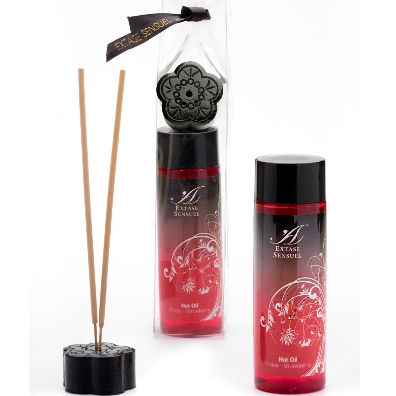 Huile de Massage Stimulante Chaleur Fraise - Effet Thermique - Extase Sensual