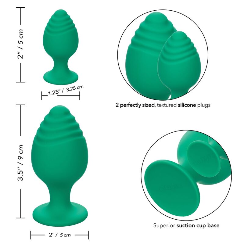 Set de 2 Plug Anal Cheeky - Silicone Ventouse S et L - CalExotic