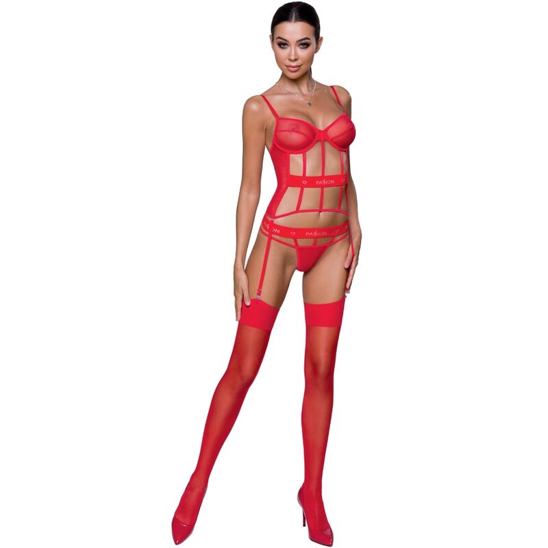 Corset Kyōka Rouge Transparent Bretelles Réglables String Inclus - Passion
