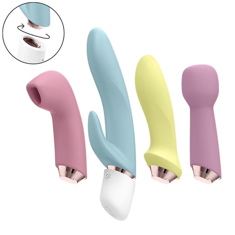 Coffret Vibromasseur Air Pulse Marvelous Four 4 Têtes Interchangeables IPX7 - Satisfyer