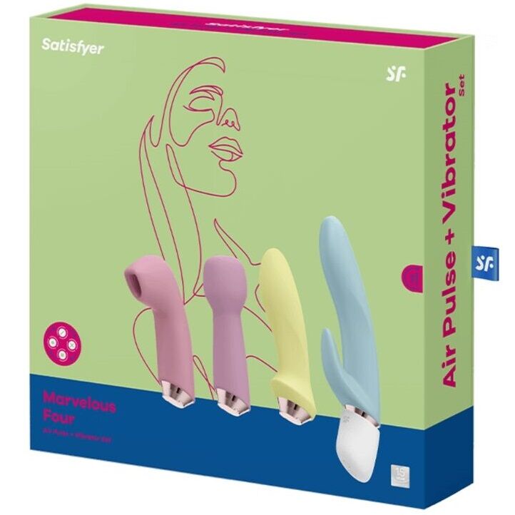 Coffret Vibromasseur Air Pulse Marvelous Four 4 Têtes Interchangeables IPX7 - Satisfyer