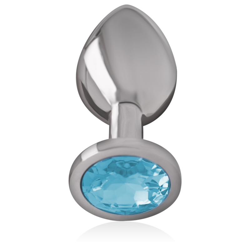 Plug Anal Bijou Métal Bleu Brillant Taille M 8 cm - Intense