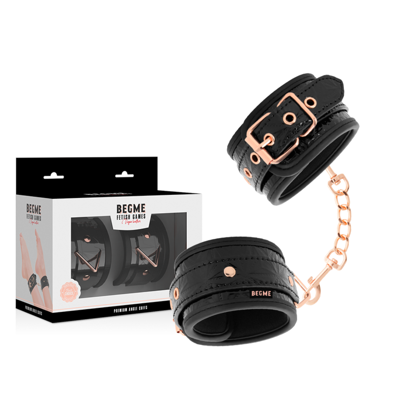 Menottes BDSM Cuir Vegan Métal Sans Nickel Rembourrées - Begme Black Edition