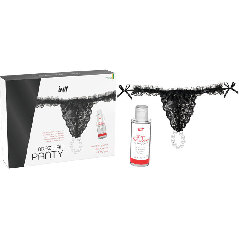Culotte Brésilienne à Perles avec Gel Lubrifiant Fraise - Intt