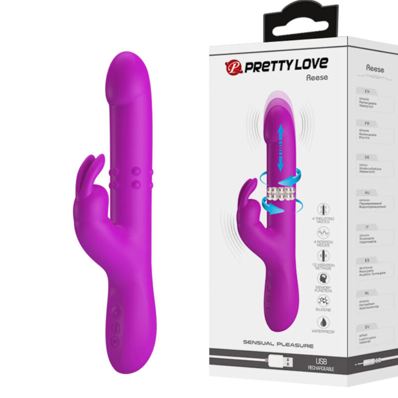 Vibromasseur Rabbit Reese Rotation Poussée Multi-Vitesses - Pretty Love