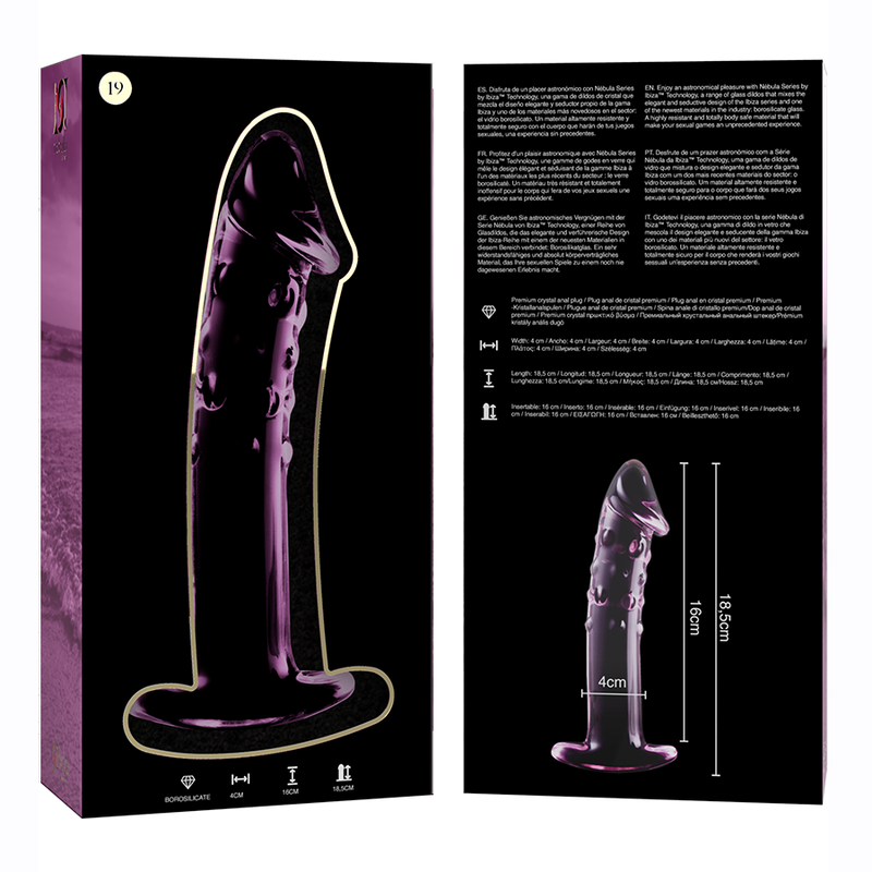 Gode en Verre Borosilicate Modèle 19 Texturé 18,5 cm - Nebula Series By Ibiza