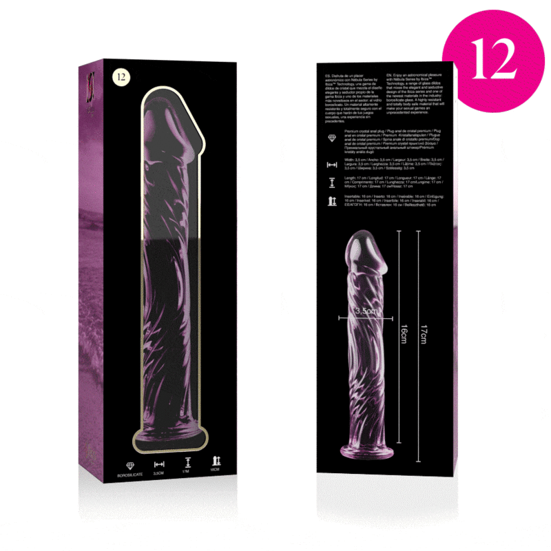Gode en Verre Borosilicate Nebula Modèle 12 Rose 17 cm