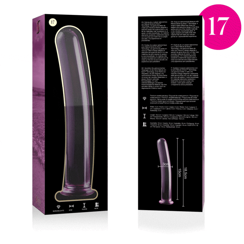 Gode en Verre Borosilicate Modèle 17 Thermosensible 18.5 cm - Nebula Series By Ibiza