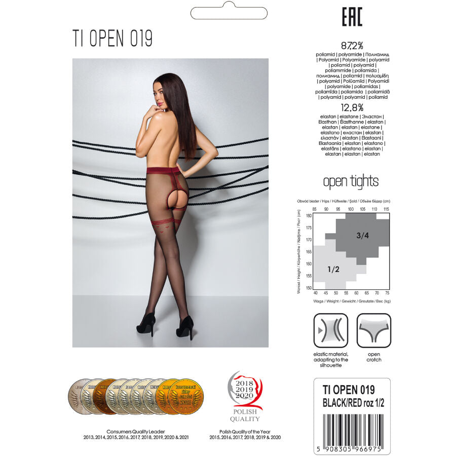Collants Ouverts Tiopen 019 Crotchless 20 Deniers Décoration Élégante - Passion Woman