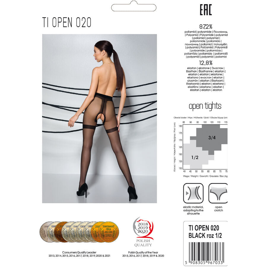 Collant Ouvert Tiopen 020 Fendu Entrejambe 20 Deniers Noir - Passion Woman