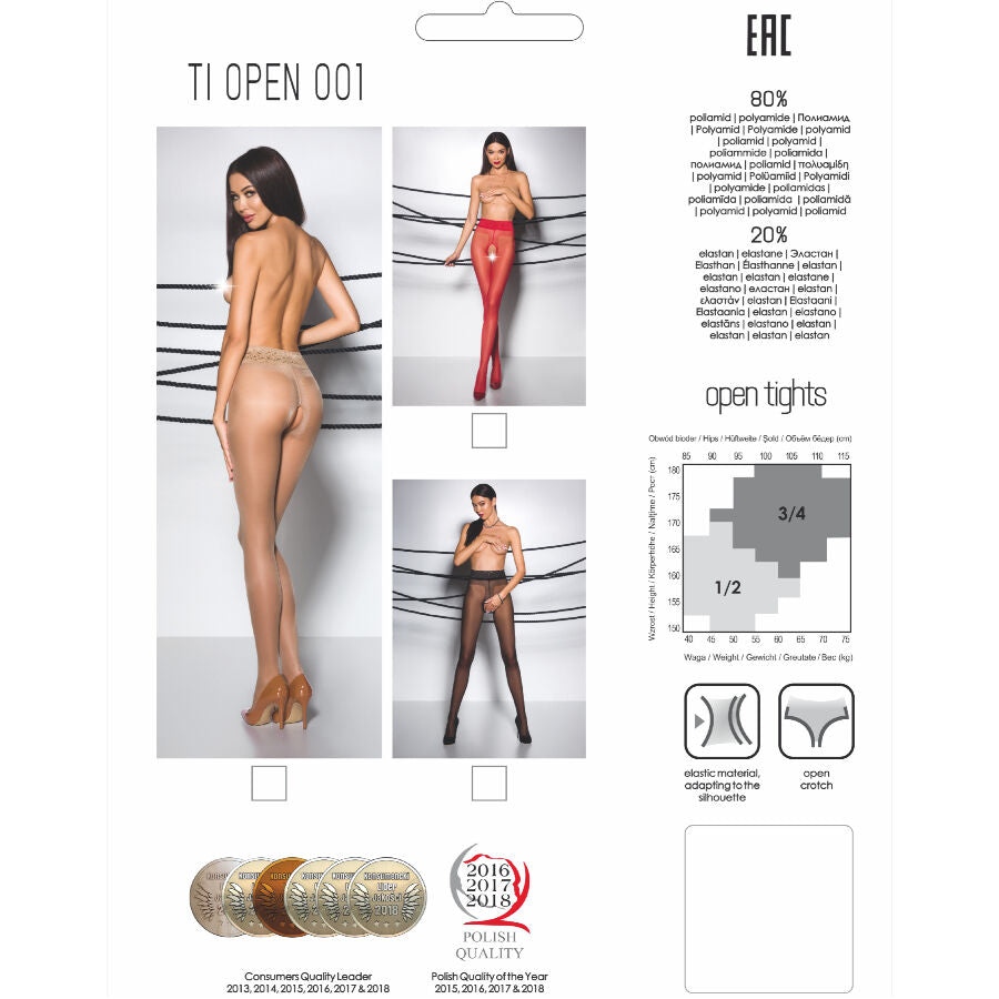 Collant Ouvert Tiopen 001 Rouge 20 Den Entrejambe Ouvert - Passion Woman