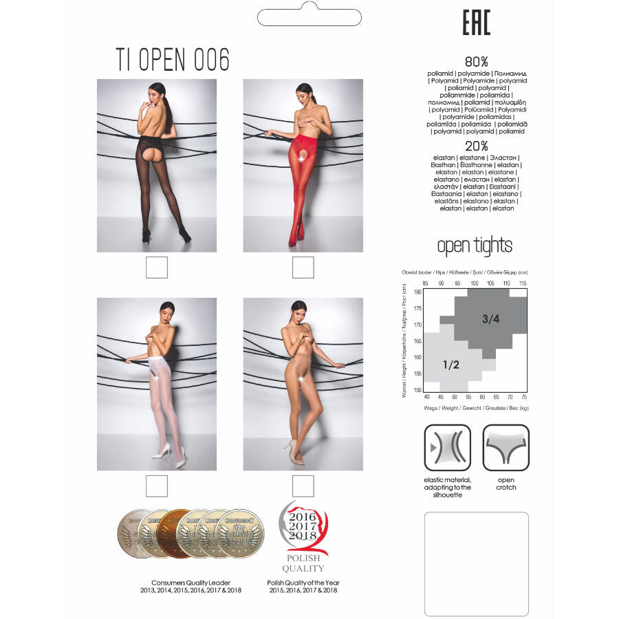 Collant Sexy Tiopen 006 Ouvert 3/4 Voilage 30 Deniers - Passion Woman