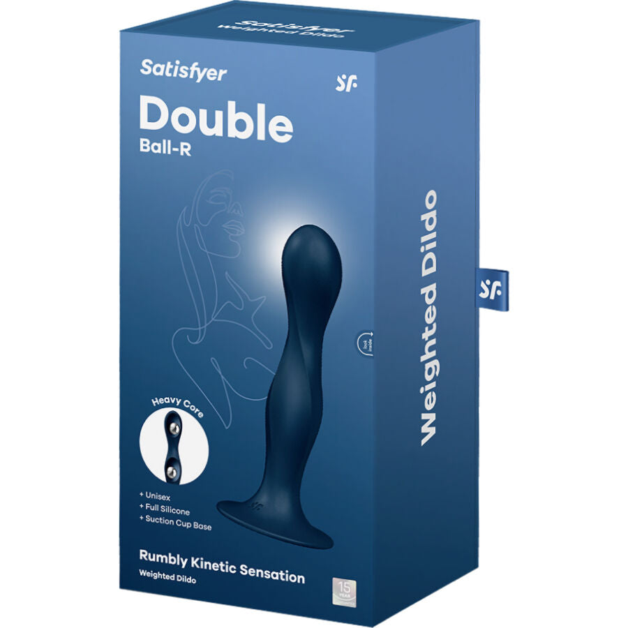 Gode Ventouse Double Ball-R Boules Lestées Silicone Bleu - Satisfyer