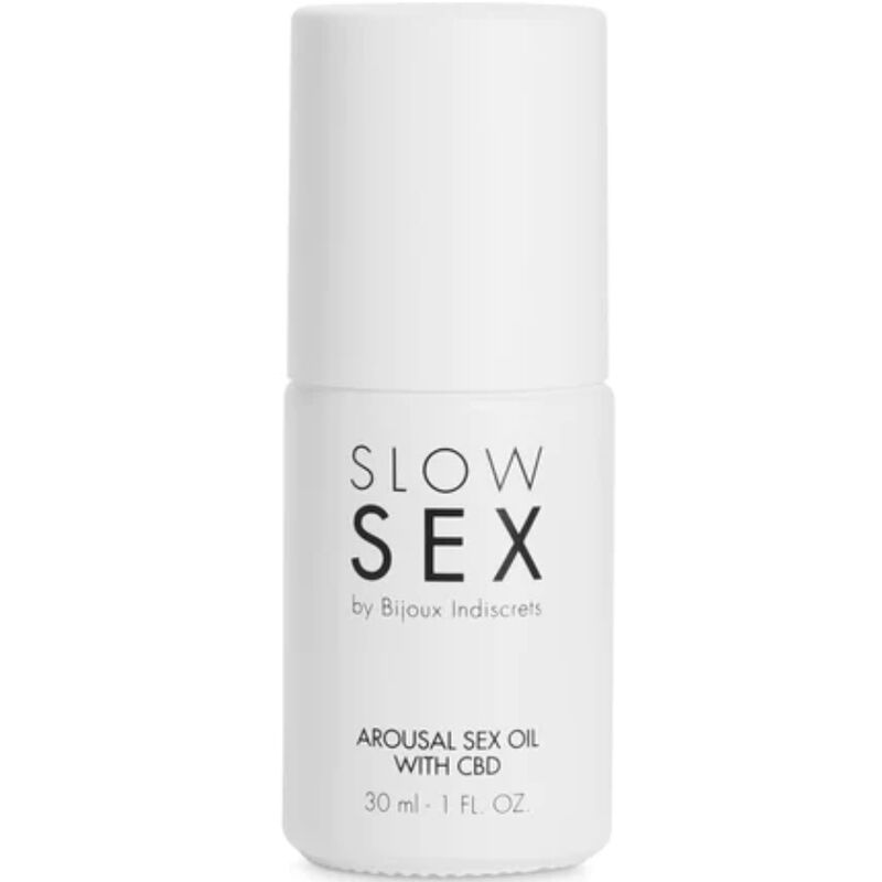 Flacon blanc de l'huile au CBD Slow Sex de Bijoux Indiscrets de face