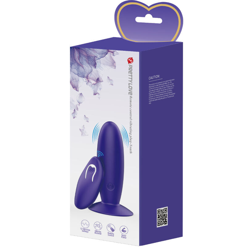 Plug Anal Vibrant Youth Télécommande 12 Modes Rechargeable - Pretty Love