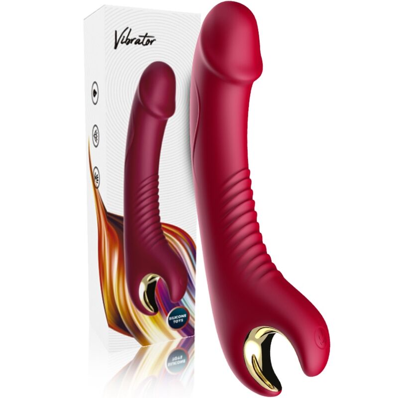 Boîte du gode vibrant Prince Armony et gode rouge à poignée dorée