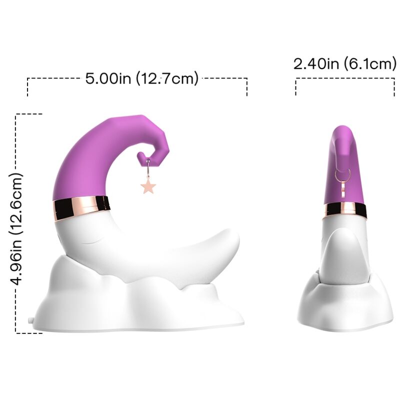 Cotes du stimulateur clitoridien Sweetmoon mauve d'Armony, vue de face et de profil