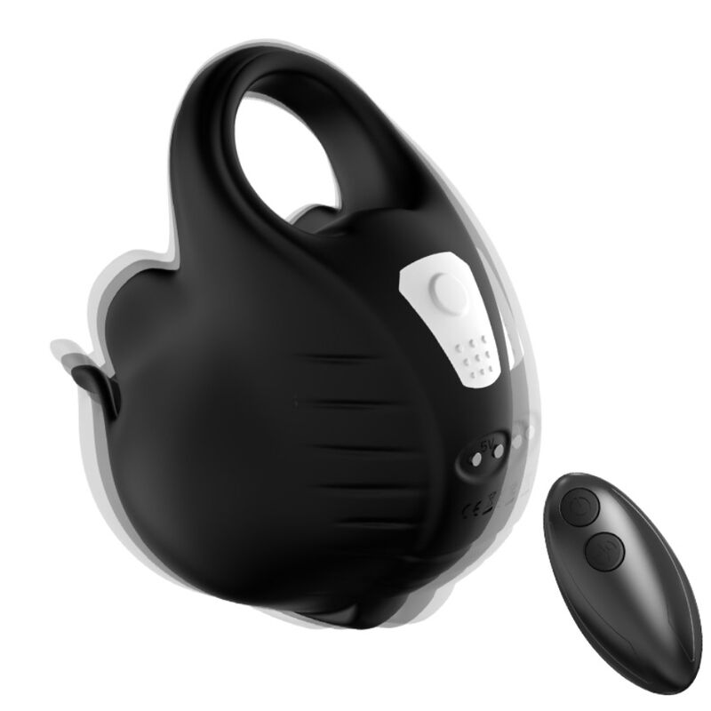 Cockring vibrant Armony à coque testiculaire noire avec sa télécommande sans fil