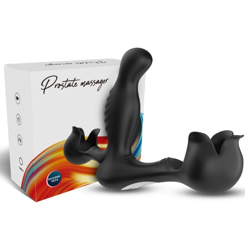 Stimulateur prostatique Armony à coque testiculaire posé devant sa boîte