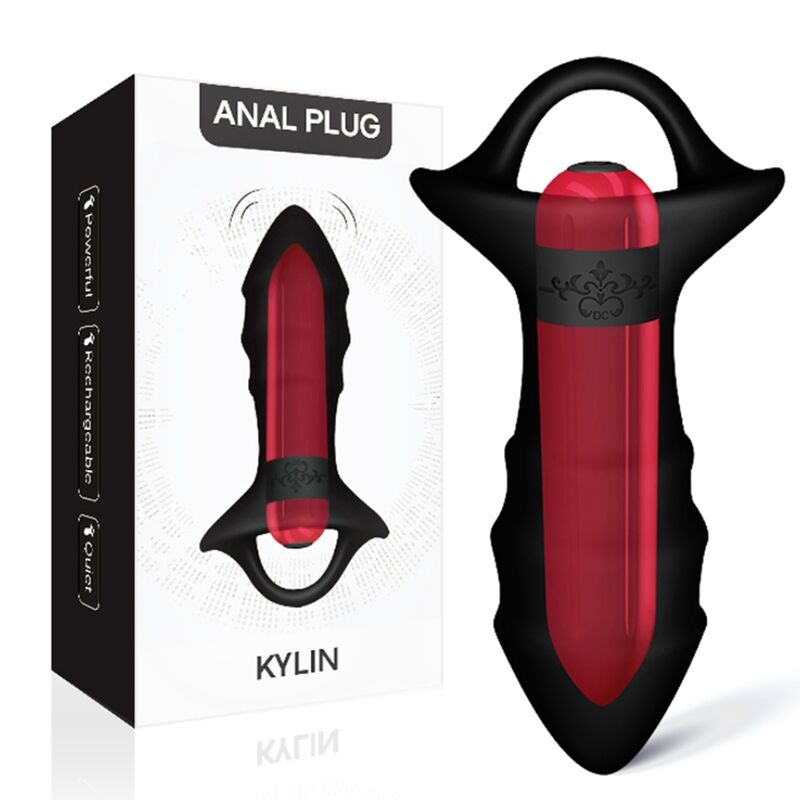 Boîte Anal Plug Kylin d'Armony avec la gaine noire et le bullet rouge en transparence