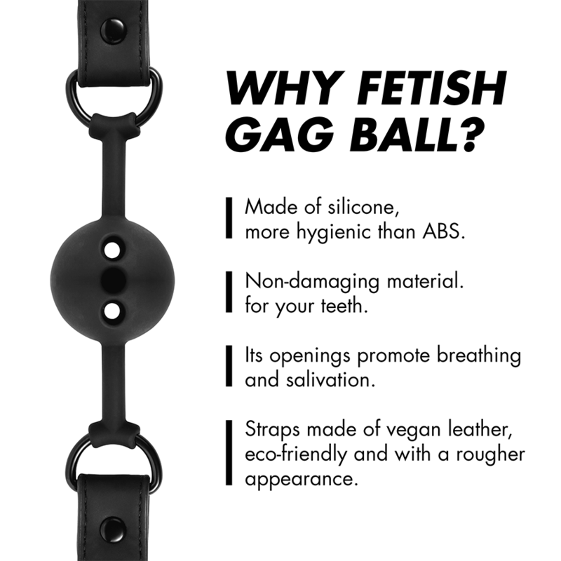 Bâillon Boule Respirant Vegan Sangles Réglables - Fetish Submissive