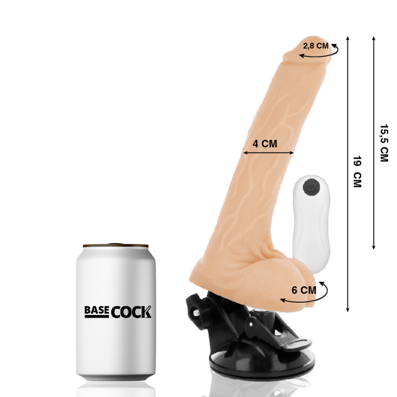Vibromasseur Ventouse Réaliste Télécommande 12 Modes TPE - Basecock