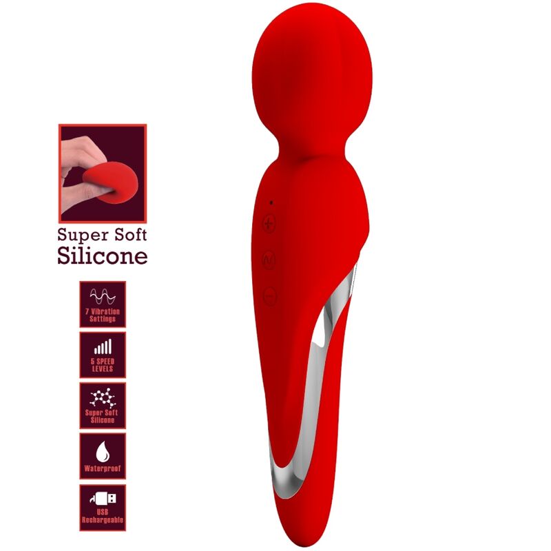 Vibromasseur Wand Walter 7 Vibrations 5 Intensités - Silicone - Pretty Love