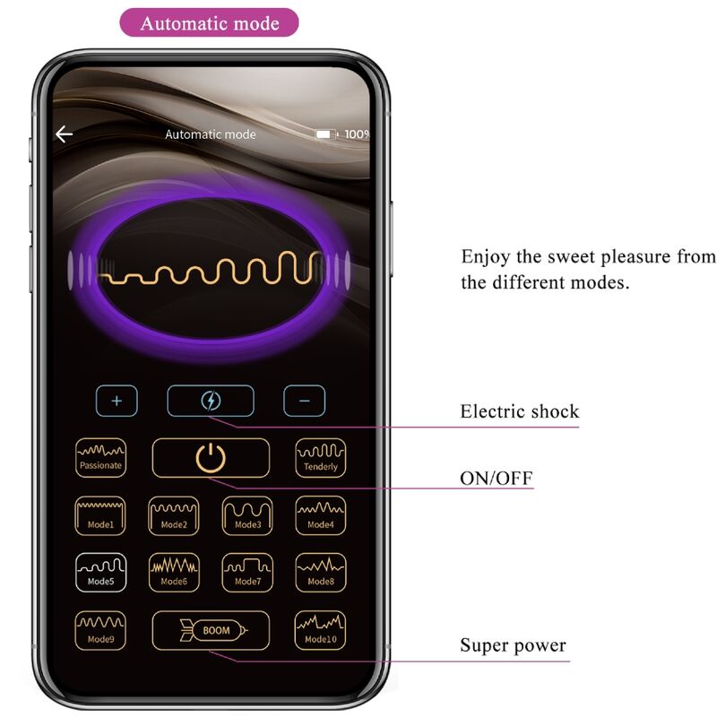 Plug Anal Connecté Jefferson Électrostimulation 12 Vibrations - Pretty Love