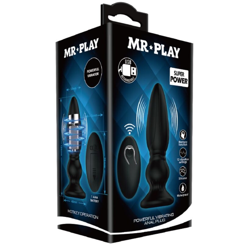 Plug Anal Vibrant Télécommandé Prostate 12 Modes Rechargeable - Mr Play