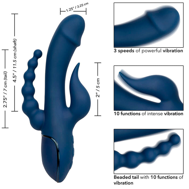 Vibromasseur Rabbit Triple Stimulation Point G Clitoris Silicone - CalExotics