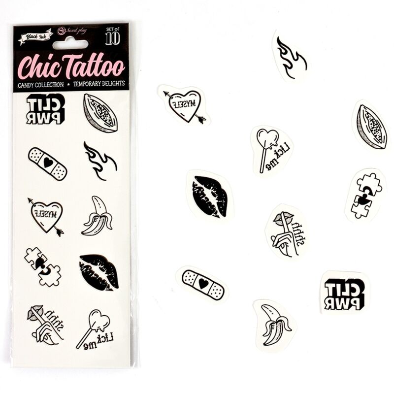 Tatouages Temporaires Érotiques Collection 10 Pièces - Secretplay