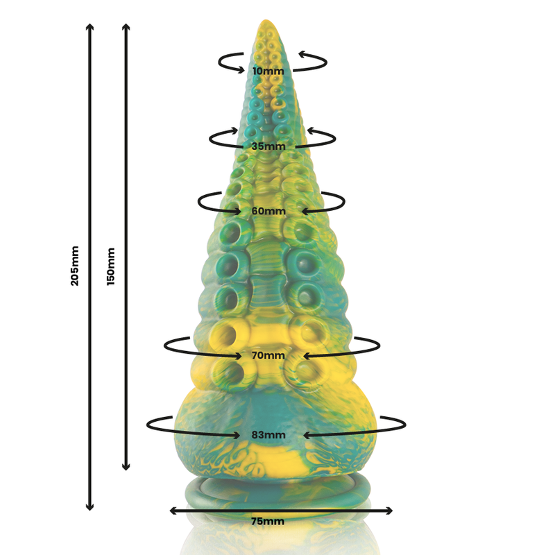 Gode Tentacule Vert Cetus Silicone Multi-Courbes 2 Tailles - Epic Cybersilicock
