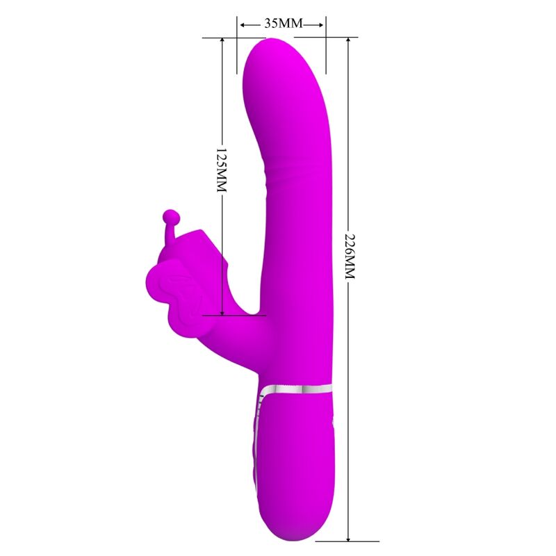 Vibromasseur Rabbit Papillon 4 en 1 Perles Rotatives - Silicone - Pretty Love