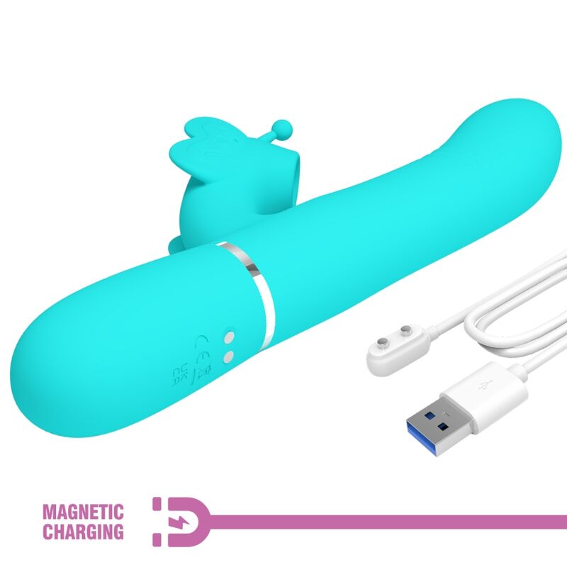 Vibromasseur Rabbit Papillon 4 en 1 Perles Rotatives - Silicone - Pretty Love
