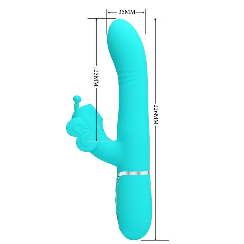 Vibromasseur Rabbit Papillon 4 en 1 Perles Rotatives - Silicone - Pretty Love